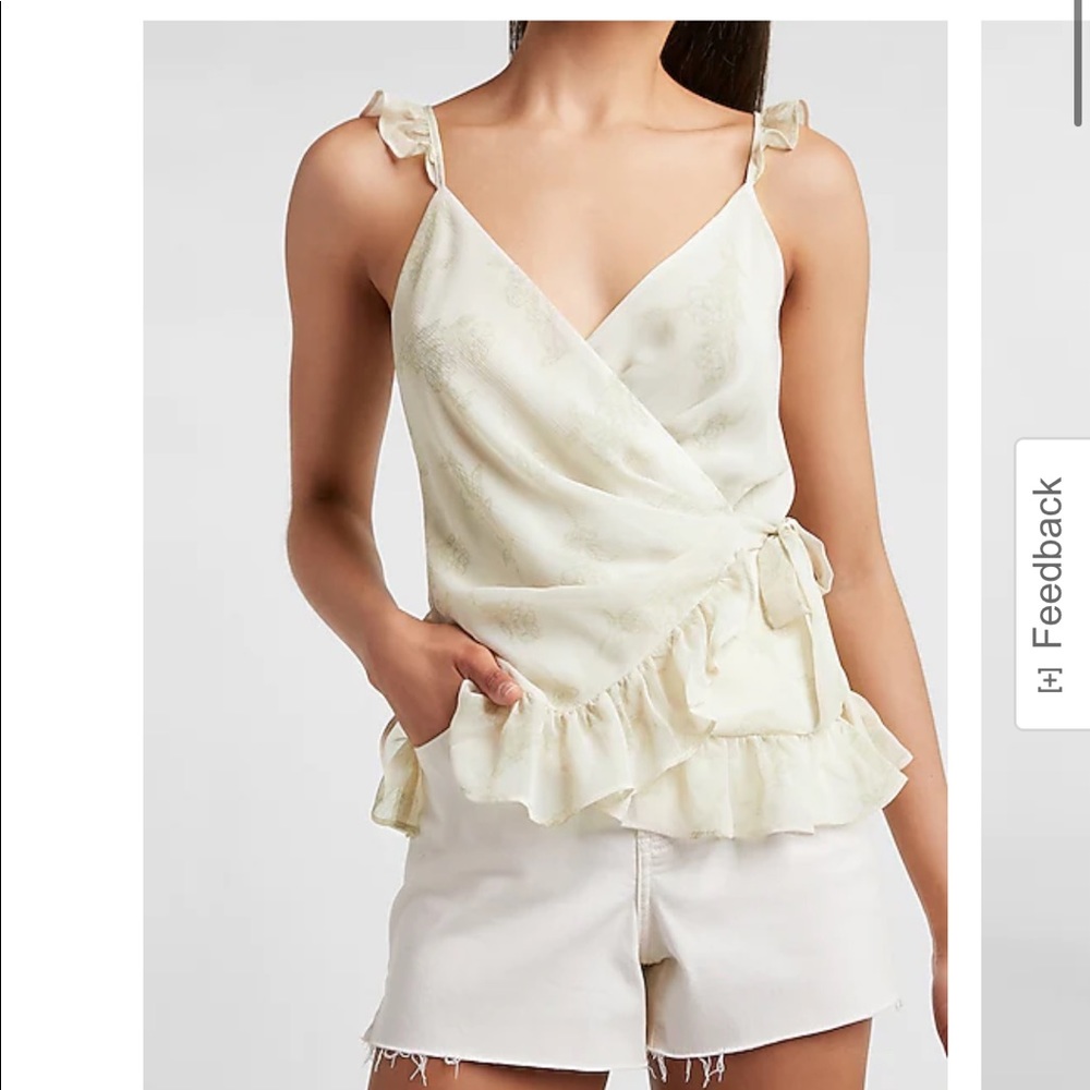 NWT- Satin Ruffle wrap cami